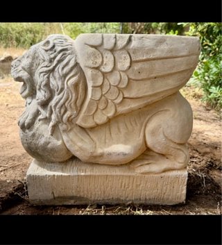 Pareja Esculturas León Piedra Jardín