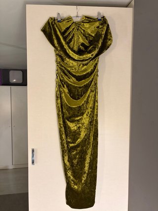 Vestido Terciopelo Zara Verde Oliva Talla XS