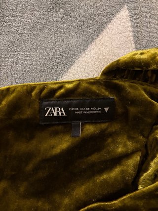 Vestido Terciopelo Zara Verde Oliva Talla XS