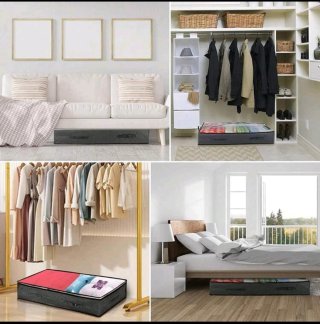 6 Borse Sottoletto Grigio/Bianco 50x100x19cm