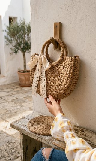 Bolso de playa de rafia