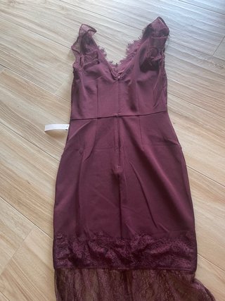Vestito lungo pizzo bordeaux