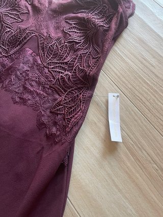 Vestito lungo pizzo bordeaux