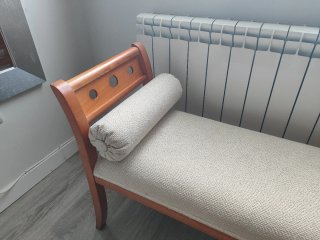 Banco descalzadora madera y tela