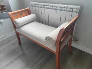 Banco descalzadora madera y tela