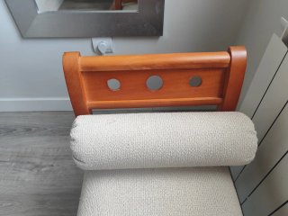 Banco descalzadora madera y tela