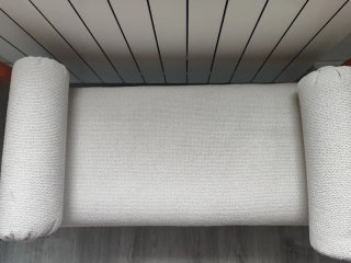 Banco descalzadora madera y tela