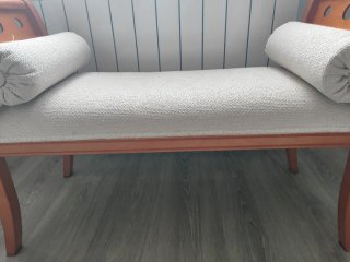 Banco descalzadora madera y tela