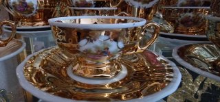 Juego de café porcelana dorado