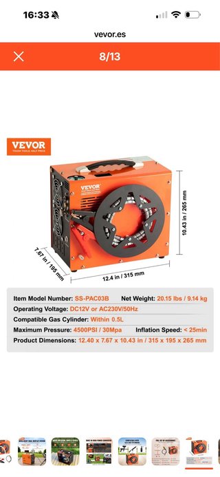 Compresor de aire VEVOR naranja
