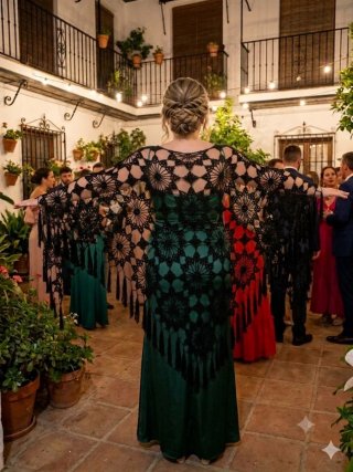 CHAL EXTRA GRANDE 100% ALGODON FINO Crochet a mano