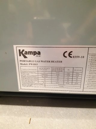 Kampa Geyser Calentador Agua Camper