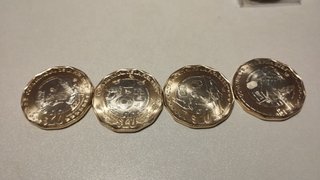3 sets de 4 monedas 20 Pesos Mexicanos del mundial
