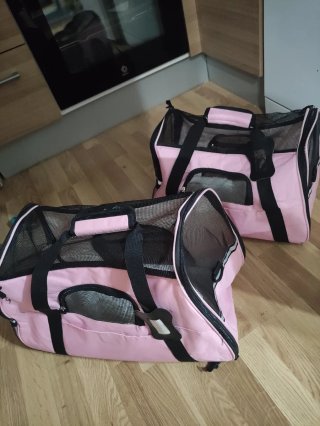 Transportín para gatos rosa y negro