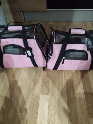 Transportín para gatos rosa y negro