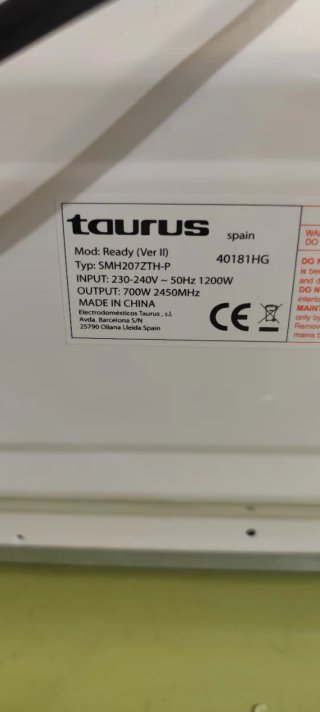 Microondas Taurus Blanco