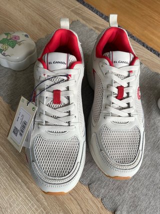 Zapatillas El Ganso Blancas y Rojas
