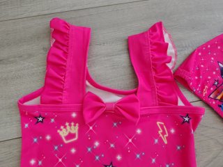 Fato de banho fushia e touca K-pop 3/4 anos