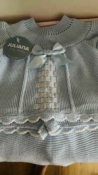 Conjunto Bebé Punto Azul Juliana 1 mes