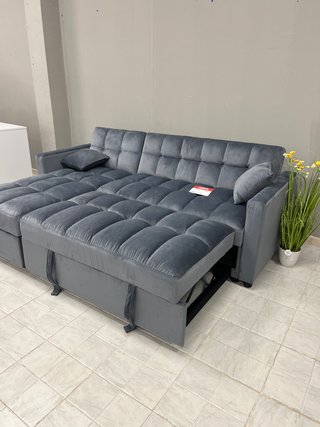 Sofá Cama Gris con Almacenaje