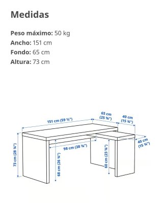 Escritorio Ikea Blanco con extension en L