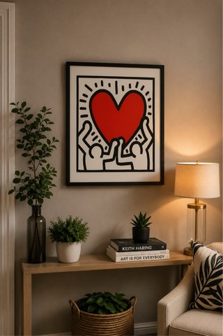 Cuadro Keith Haring Corazón Rojo Pop Art