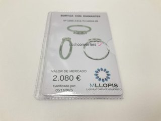 anillo oro 18k con piedra con diamante t. 10 (15,92 mm)