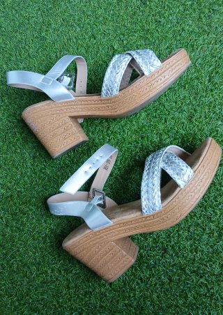 Elegantes Sandalias Plata Talla 39