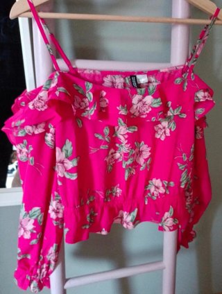 Blusa H&M floral rosa talla L