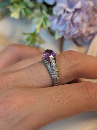 Anillo Plata Antigua Amatista Ovalada