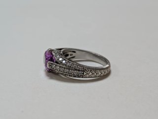Anillo Plata Antigua Amatista Ovalada