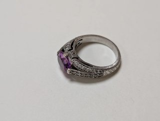 Anillo Plata Antigua Amatista Ovalada
