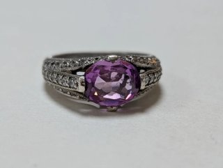 Anillo Plata Antigua Amatista Ovalada