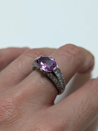 Anillo Plata Antigua Amatista Ovalada