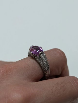 Anillo Plata Antigua Amatista Ovalada