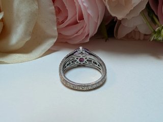 Anillo Plata Antigua Amatista Ovalada