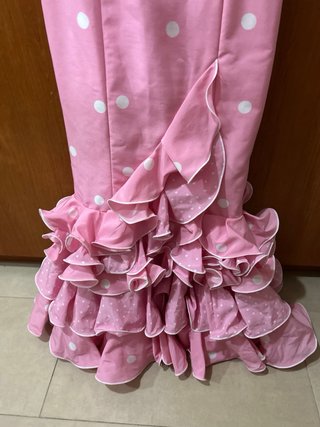 Vestido de flamenca rosa lunares Talla Xs/S  36