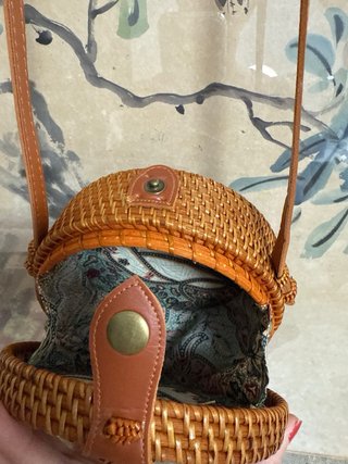 Bolso redondo de mujer de ratán 15 cm