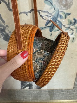 Bolso redondo de mujer de ratán 15 cm