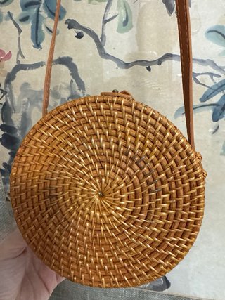 Bolso redondo de mujer de ratán 15 cm