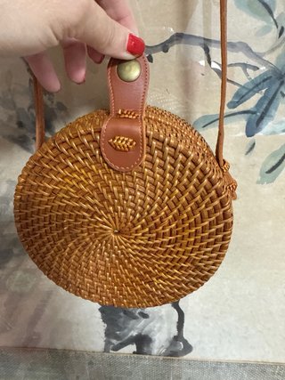 Bolso redondo de mujer de ratán 15 cm