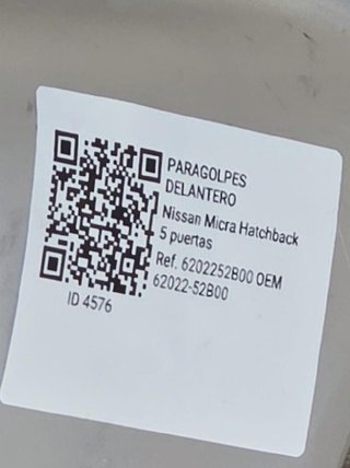 4576 62022-52b00 paragolpes delantero nissan micra