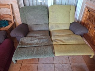 Sofá 3+2 plazas tela naranja/rojo