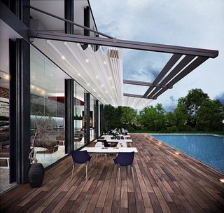 Pérgola con techo móvil