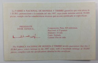 Moneda 1 Euro España Maurice Farman 1997 Plata