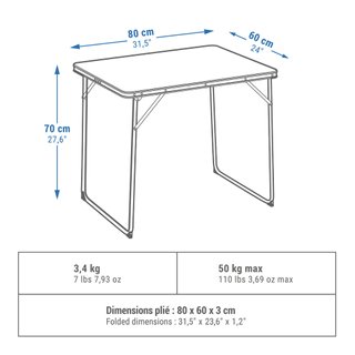 MESA PLEGABLE DE CAMPING 2 A 4 PERSONAS