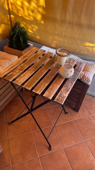 Mesita terraza madera y metal