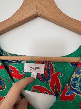 Camisa Grace & Mila verde estampado floral Talla S