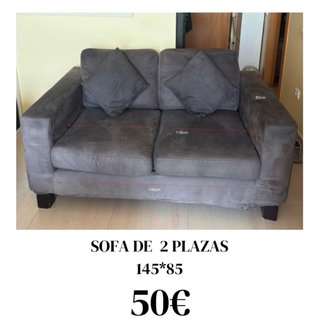Sofá 2 Plazas Gris 145x85cm