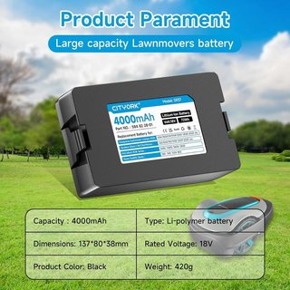 CITYORK 18V 4000mAh batería Cortacésped Husqvarna